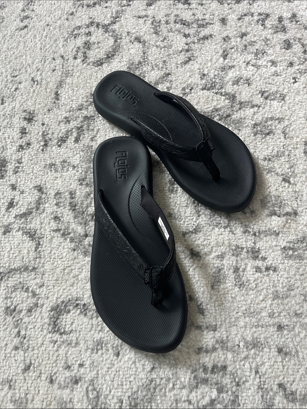 Flojos Black Women’s Thong Sandal with Textured Strap
